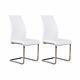 Upholstered Dining Chair Set Of 2 White Stylish Chrome Legs Faux Leather