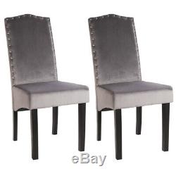 Upholstered Dining Chairs 2/4x Velvet PU Leather Ring Knocker Studs Button Chair