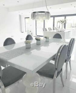 Upholstered Dining Chairs Grey/Champagne/Black Velvet Fabric Chic Chrome Legs UK