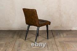 Upholstered Dining Chairs In Vintage Style Brown Faux Leather Modern Dining