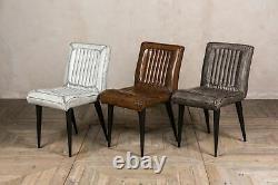 Upholstered Dining Chairs In Vintage Style Brown Faux Leather Modern Dining