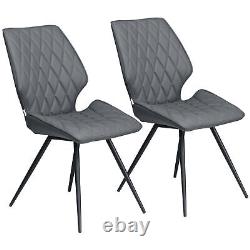 Upholstered Dining Chairs Set of 2 Armless Steel Legs for Living Room, Grey