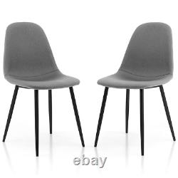 Upholstered Dining Chairs Set of 2 with Metal Legs