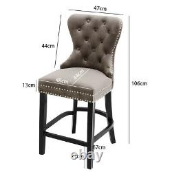 Upholstered High Legs Bar Stools Kitchen Breakfast Dining Chairs Padded Pub Seat