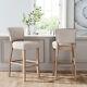 Upholstered Linen/velvet Counter Bar Stools Modern Kitchen Dining Chair Wood Leg