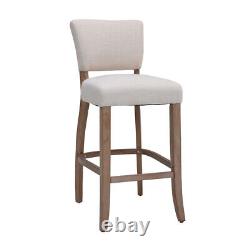 Upholstered Linen/Velvet Counter Bar Stools Modern Kitchen Dining Chair Wood Leg