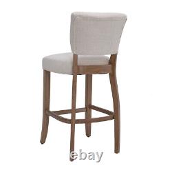 Upholstered Linen/Velvet Counter Bar Stools Modern Kitchen Dining Chair Wood Leg