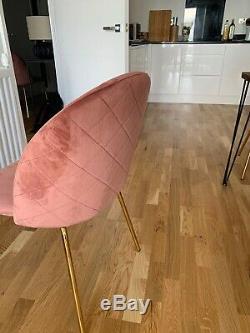 Upholstered Pink Dining Chair With Brass Legs(Set of 4, can also be bought in 2)