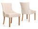 Upholstered Scoop Back Leather Cream Dining Chair With Premium Solid Oak Leg