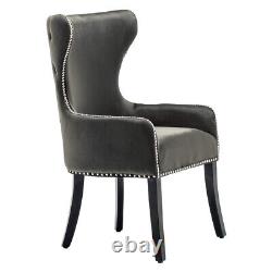 Upholstered Tufted Velvet Buttons Dining Chair Studded Kitchen Side Chairs Hotel