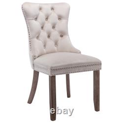 Upholstered Velvet Button Dining Chairs with Solid Wood Leg Knocker Back Kitchen