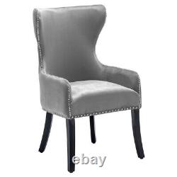Upholstered Velvet Dining Chair with Button And Nailhead High Back Chairs Seat