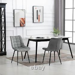 Upholstered Velvet-Touch Fabric Dining Chairs with Metal Legs, Set of 2