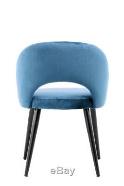 Velvet Chair 2 Dining Chair Upholstered Chair Metallbeine Wood Look Blue
