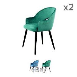 Velvet Chair 2 Dining Chair Upholstered Chair Metallbeine Wood Look Green