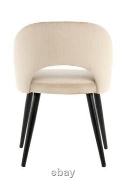 Velvet Chair Cream Beige Armrest 2er Set Upholstered Dining Room With Leaning