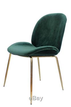 Velvet Chair Upholstered Beetle Dining Green Blue Grey Gold 2er Set