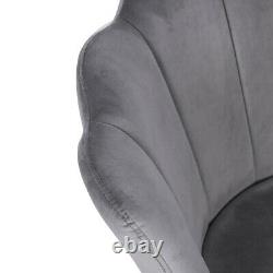 Velvet Dining Chair Oyster Scallop Lounge Armchair Shell Lotus Padded Seat 3Colo