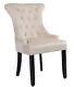 Velvet Dining Chair, Ring Knocker, Velvet Upholstered Wing Back Grey Cream Black