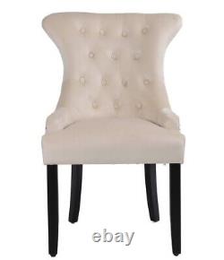 Velvet Dining Chair, Ring Knocker, Velvet Upholstered Wing back Grey Cream Black