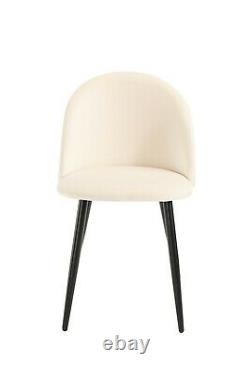 Velvet Dining Chair Set of 4 Cream Luxury Modern Upholstered Dining Room Lotus