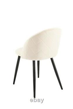 Velvet Dining Chair Set of 4 Cream Luxury Modern Upholstered Dining Room Lotus