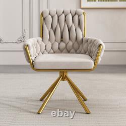 Velvet Dining Chair Swivel Chair Upholstered Armchair with Four Metal Legs MA