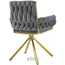 Velvet Dining Chair Swivel Chair Upholstered Armchair with Four Metal Legs QW
