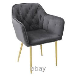 Velvet Dining Chairs Accent Tub Seat Gold Metal Leg Kitchen Office Lounge Chair