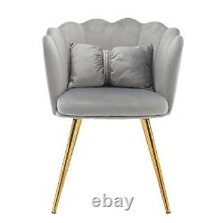 Velvet Dining Chairs Armchair Upholstered Accent Chair with Gold Metal Legs BS