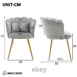 Velvet Dining Chairs Armchair Upholstered Accent Chair with Gold Metal Legs QG