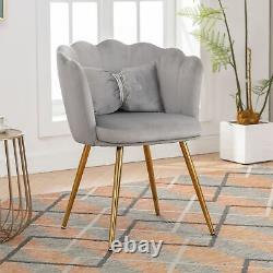 Velvet Dining Chairs Armchair Upholstered Accent Chair with Gold Metal Legs QY