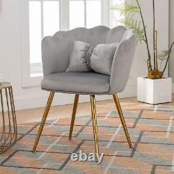 Velvet Dining Chairs Armchair Upholstered Accent Chair with Gold Metal Legs QY