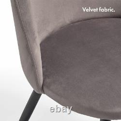 Velvet Dining Chairs Set Of 2 Grey Cushioned Living Room Furniture Set