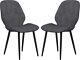 Velvet Dining Chairs Set Of 2 Metal Legs Padded High Back Kitchen Chair Grey New
