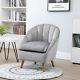 Velvet Fabric Single Sofa Dining Chair Solid Wood Leg For Home Upholstered