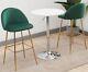 Velvet Fabric Upholstered Dining Chair Bar Stools With Metal Legs Set Of 2