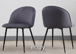 Velvet Fabric Upholstered Dining Side Chair with Metal Legs Set Of 2