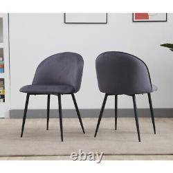Velvet Fabric Upholstered Dining Side Chair with Metal Legs Set Of 2