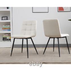 Velvet Fabric Upholstery Dining Chairs Set Padded Side Seat Metal Leg Set Of 2