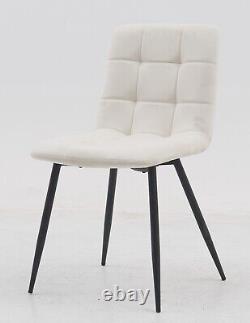Velvet Fabric Upholstery Dining Chairs Set Padded Side Seat Metal Leg Set Of 2