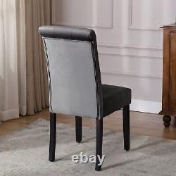 Velvet Grey Dining Chairs Set of 2 with High Back Chairs Upholstered