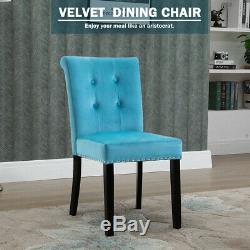 Velvet Knocker Dining Chair Upholstered Home Office Kitchen Seat Highback Blue