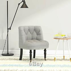 Velvet Linen Button Back Upholstered Tub Bedroom Lounge Chair Dining Living Room