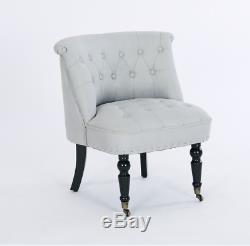 Velvet Linen Button Back Upholstered Tub Bedroom Lounge Chair Dining Living Room