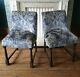 Velvet Re-upholstered Dining Chairs Kitchen Living Room Animal Print Silver Blue