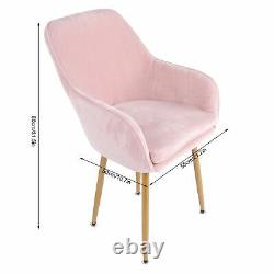 Velvet Single Sofa Dining Chair Armchair for Living Room Bedroom Lounge Pink