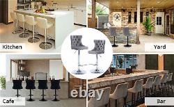 Velvet Swivel Bar Stools Set of 2 Counter Chairs with Backrest Height Adjustable
