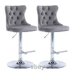 Velvet Swivel Bar Stools Set of 2 Counter Chairs with Backrest Height Adjustable