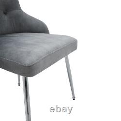 Velvet Tufted Dining Chair Upholstered Side Chair Metal Legs Back Cushion Pillow